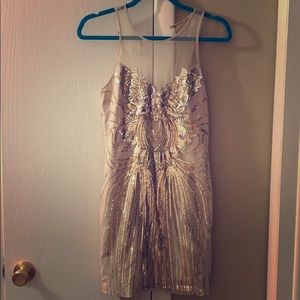 Gold sequin bebe dress